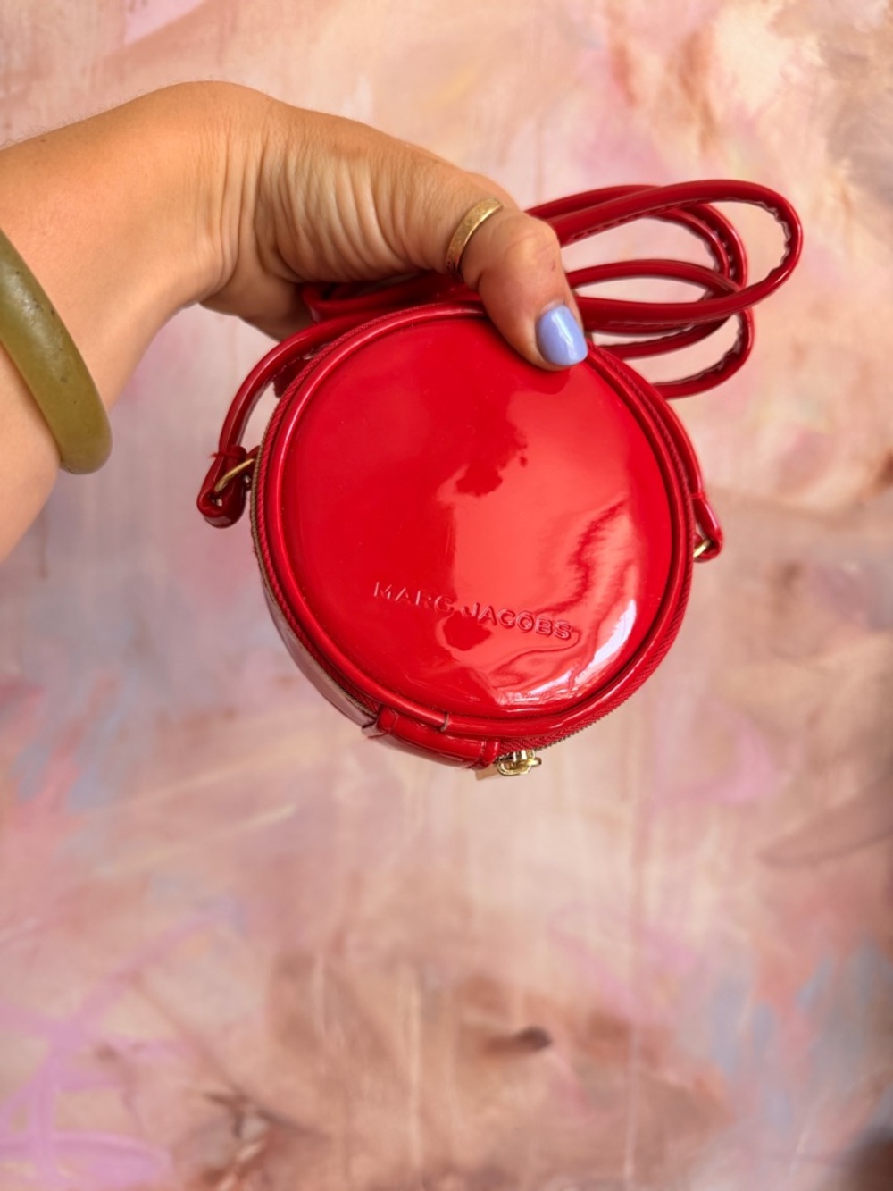 Marc Jacobs Bright Red Patent Round Crossbody Bag
